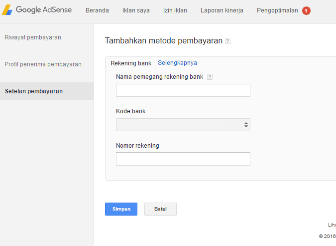 adsense payment by bank transfer