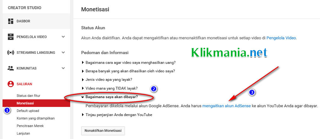mengaitkan youtube ke Adsense
