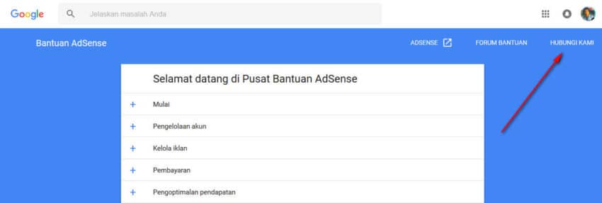 cara menghubungi adsense