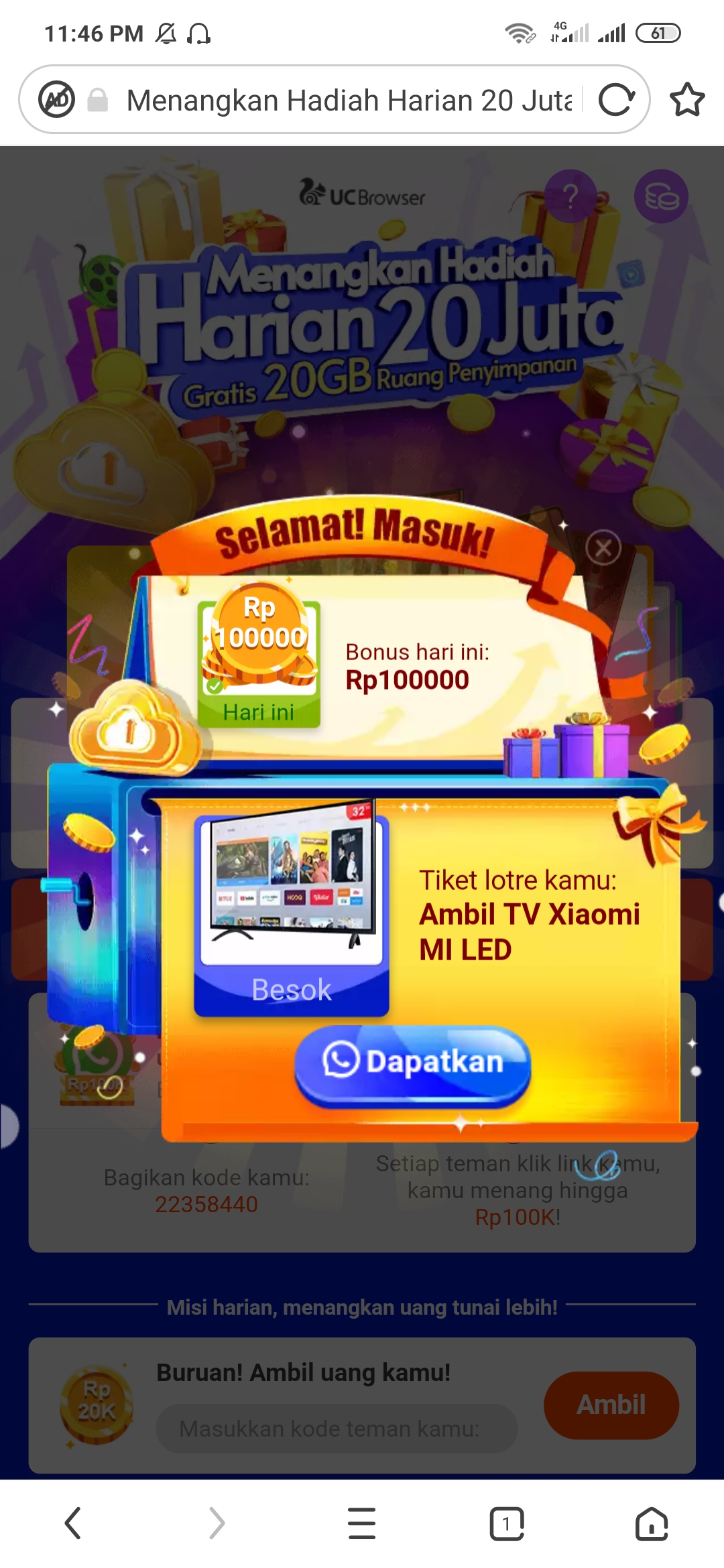 hadiah dari event uc browser