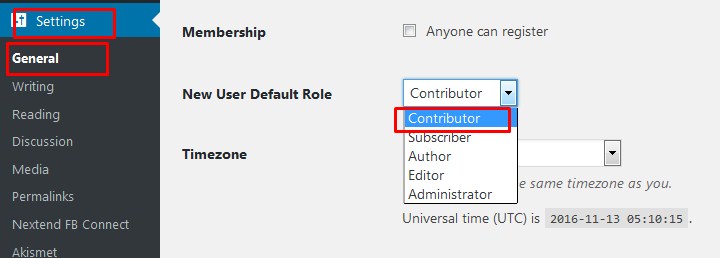 hak akses user wordpress