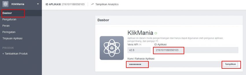melihat id aplikasi facebook