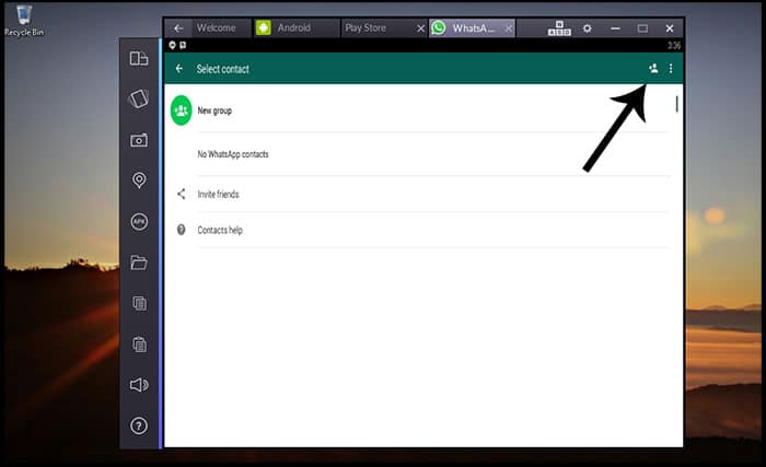 Menggunakan WhatsApp Via Bluestack