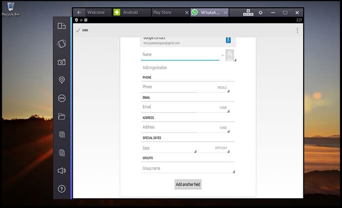 Menggunakan WhatsApp Via Bluestack