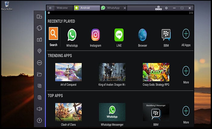 Menggunakan WhatsApp Via Bluestack