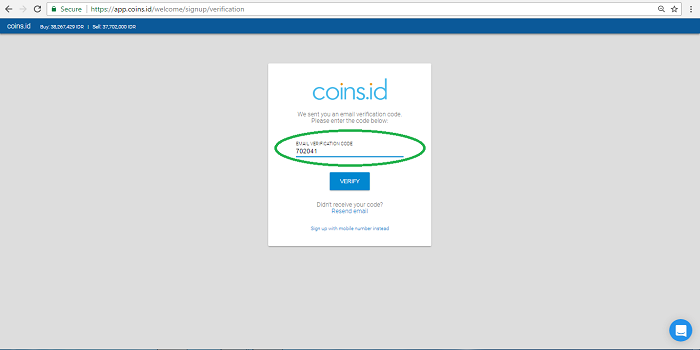 cara verifikasi email di situs app.coins.id