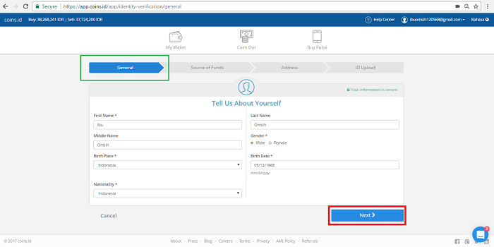 verif ktp isi biodata