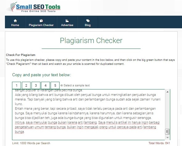 Small SEO Tools Plagiarism Checker