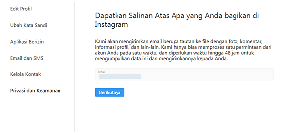 fitur unduh data instagram