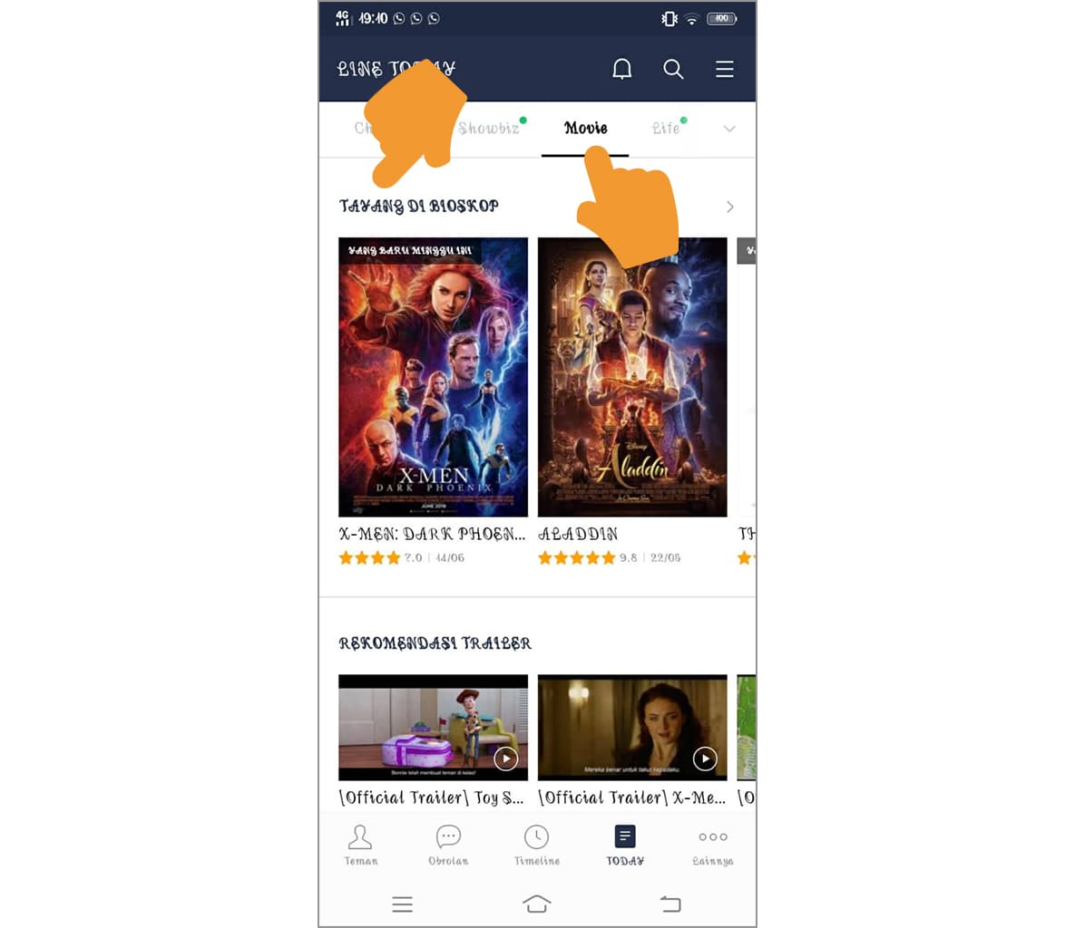 cara mudah melihat jadwal film di line
