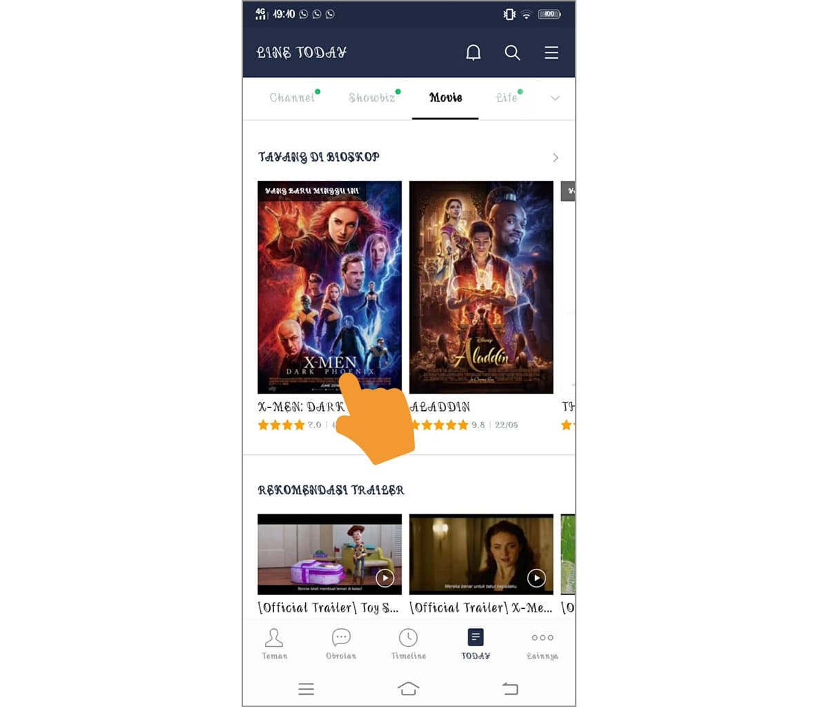 cara melihat jadwal film di line