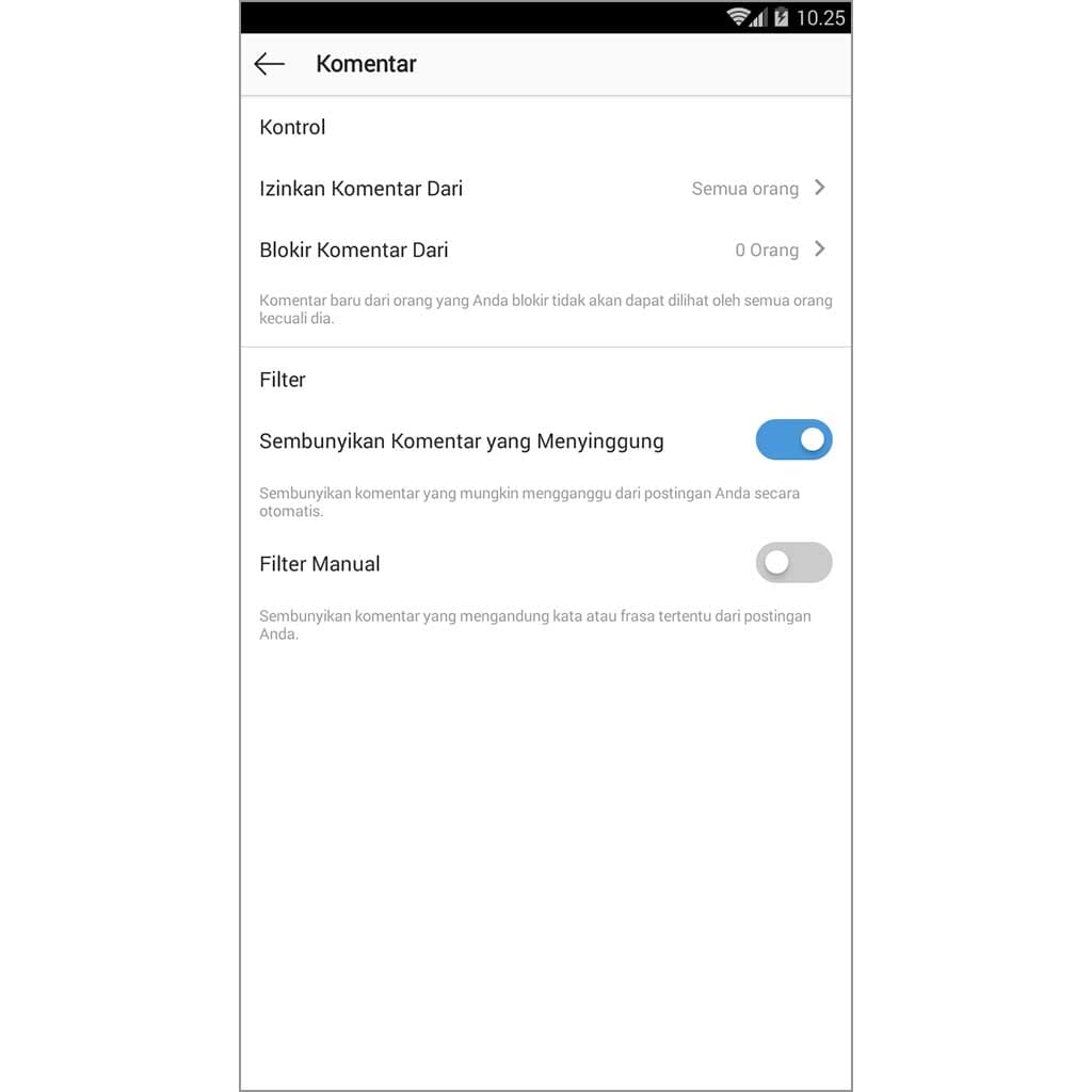 cara membatasi komentar di instagram