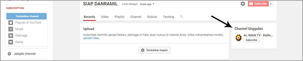 manfaatkan fitur channel unggulan