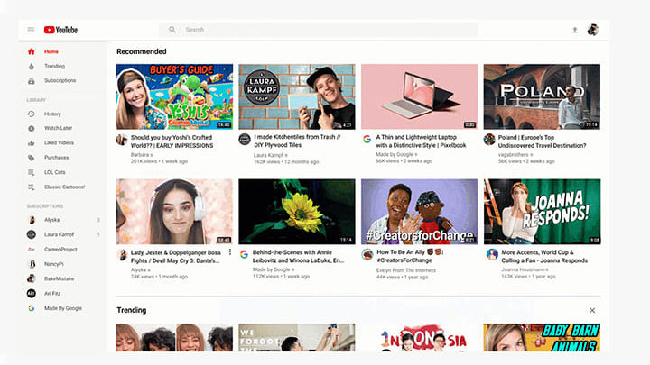 tampilan youtube