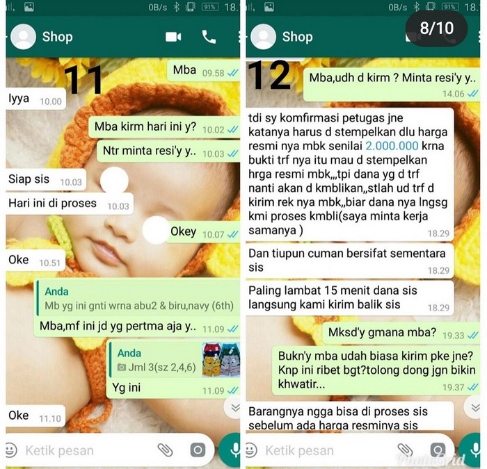 penjual tidak memberikan resi pengiriman