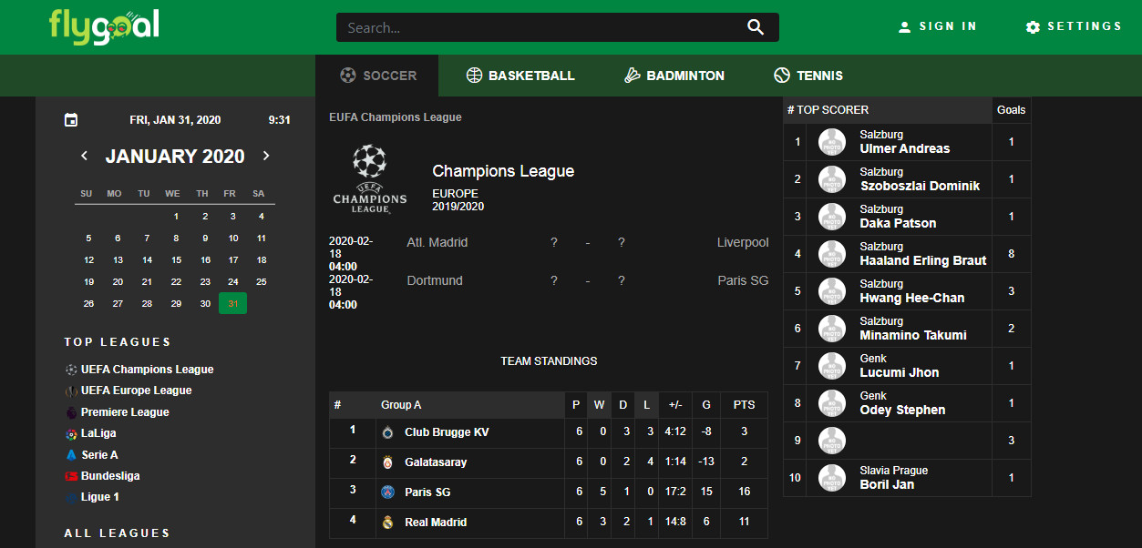Flygoal hasil live score
