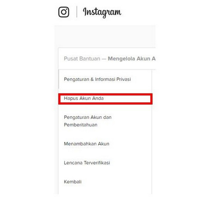 Hapus Akun Melalui Aplikasi Instagram