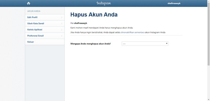 Menghapus Akun Secara Permanen