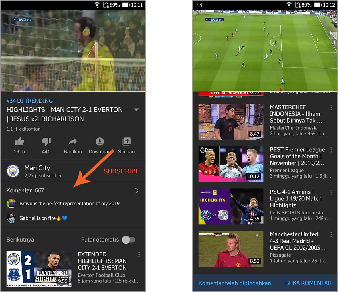 komentar aplikasi youtube