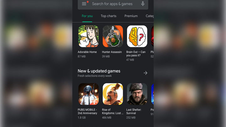 Google Play Dark Mode