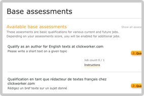 Base assessments clickworker
